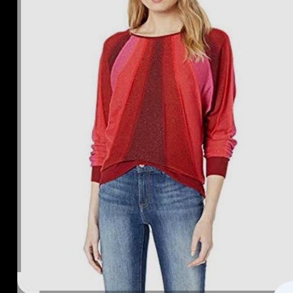 TRINA TURK Red and Pink Striped Sweater - Picture 1 of 7